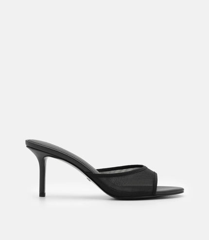 Mesh Heel Sandals - Black Fabric