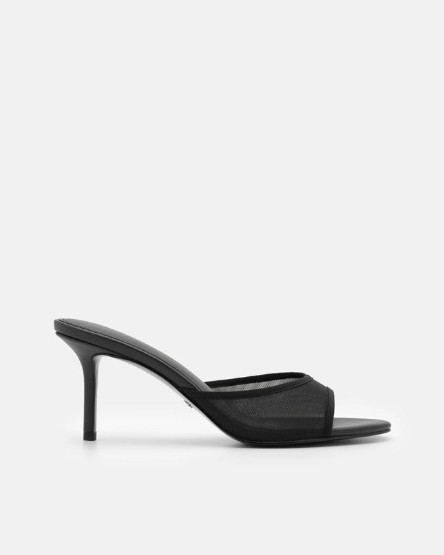 Mesh Heel Sandals - Black Fabric