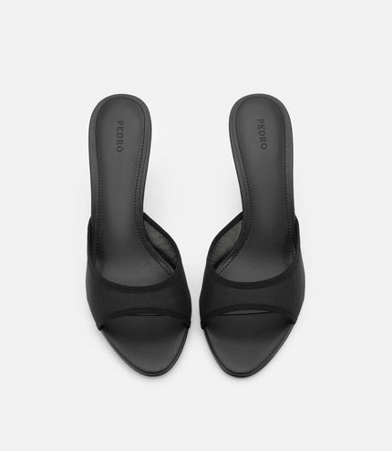 Mesh Heel Sandals - Black Fabric