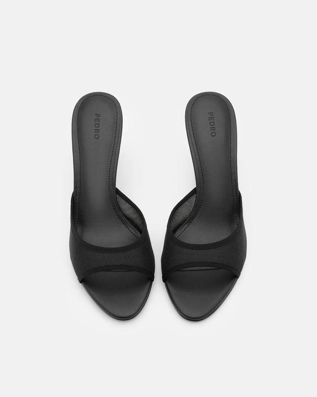 Mesh Heel Sandals - Black Fabric