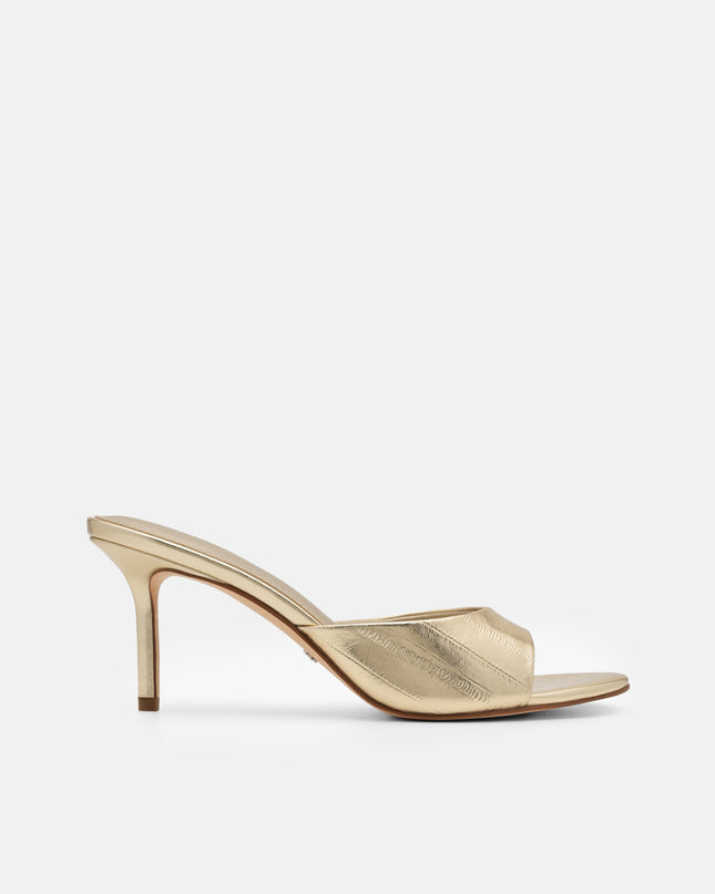 Eel Leather Heel Sandals - Gold