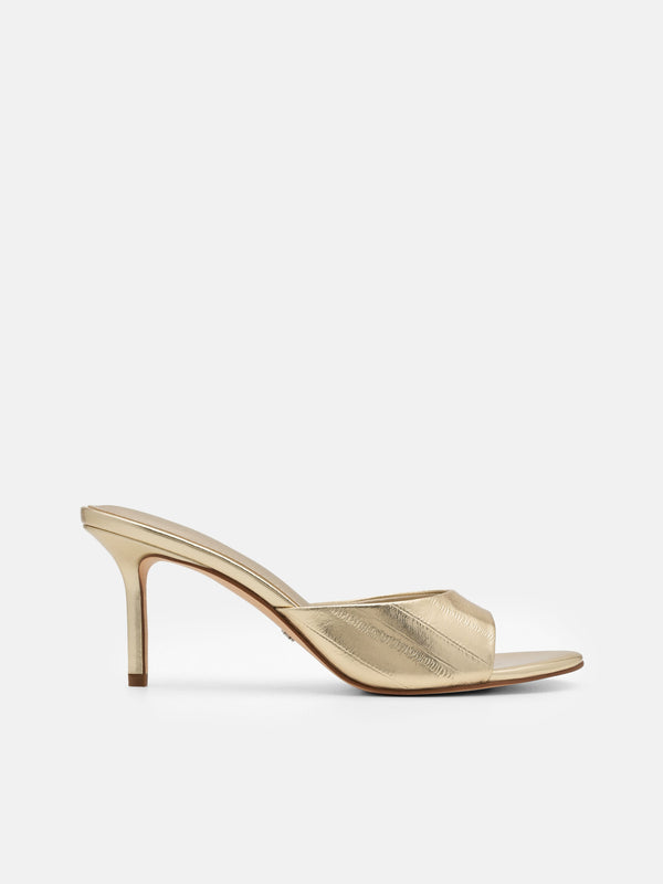 Eel Leather Heel Sandals - Gold