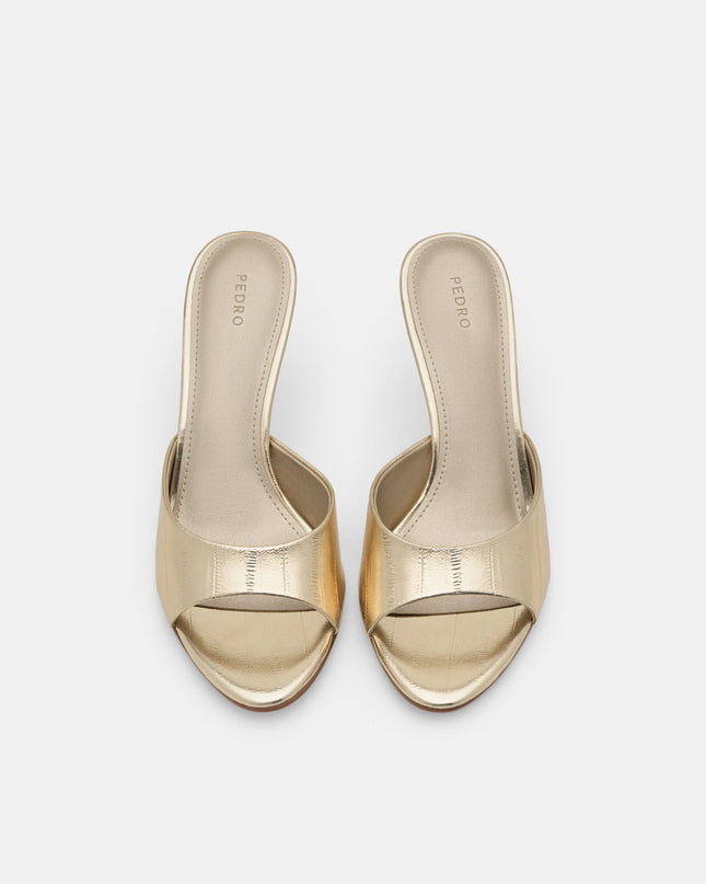 Eel Leather Heel Sandals - Gold