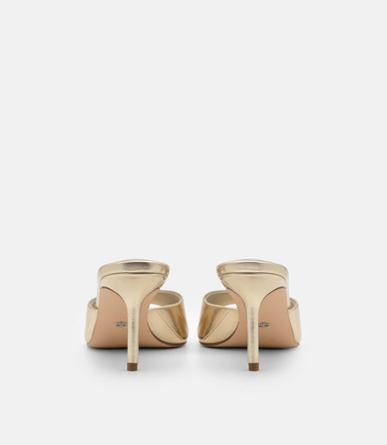 Eel Leather Heel Sandals - Gold