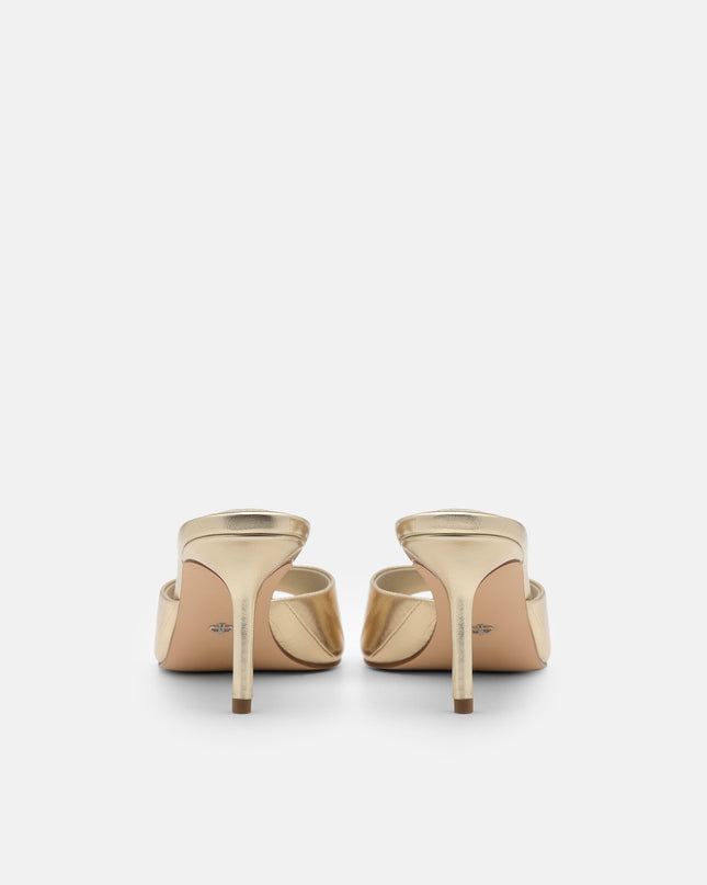 Eel Leather Heel Sandals - Gold