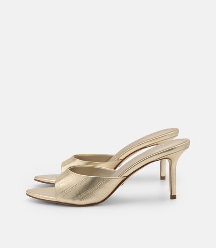 Eel Leather Heel Sandals - Gold