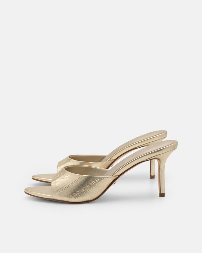 Eel Leather Heel Sandals - Gold