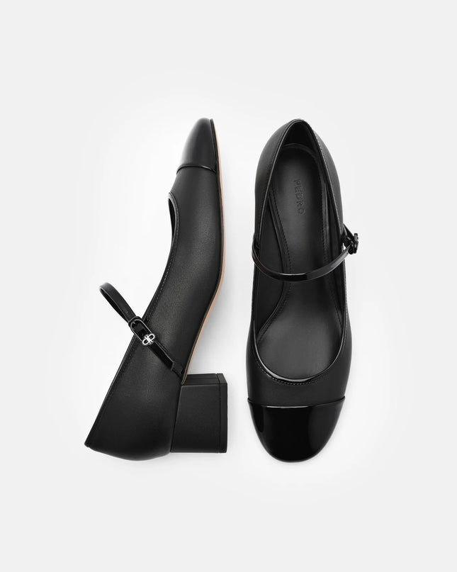 Claude Leather Mary Jane Pumps - Black