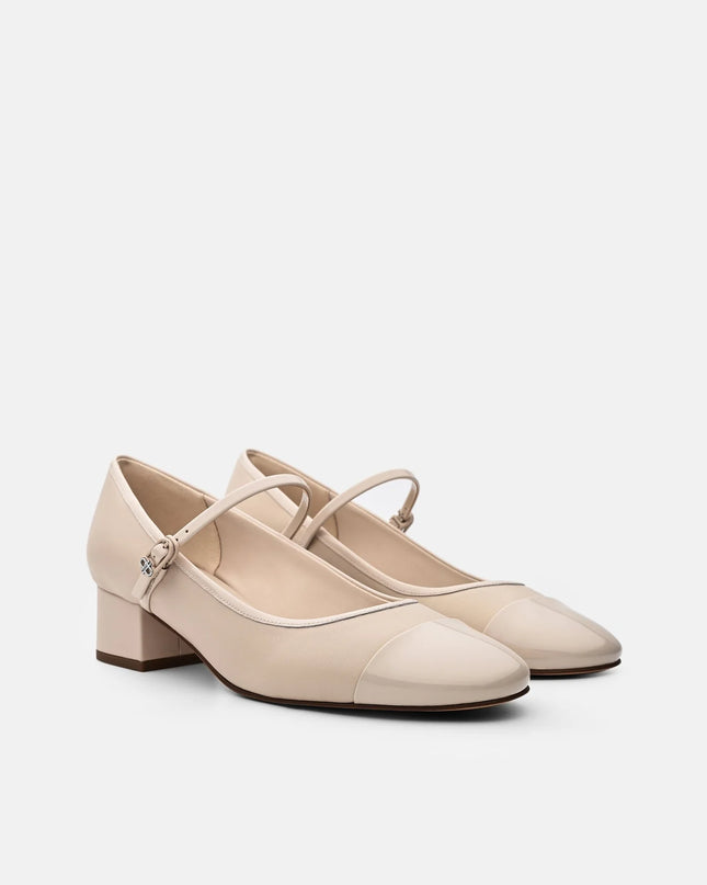 Claude Leather Mary Jane Pumps - Beige