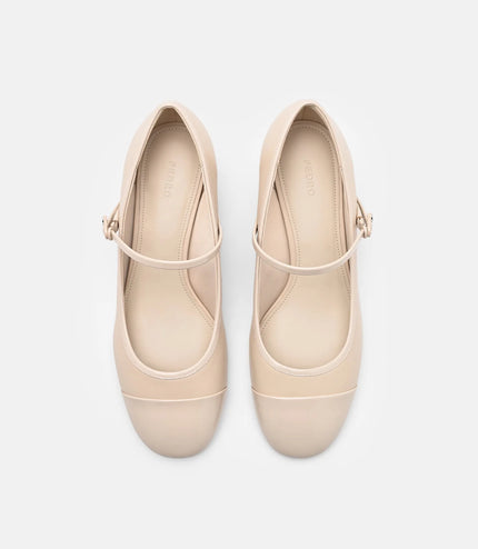 Claude Leather Mary Jane Pumps - Beige