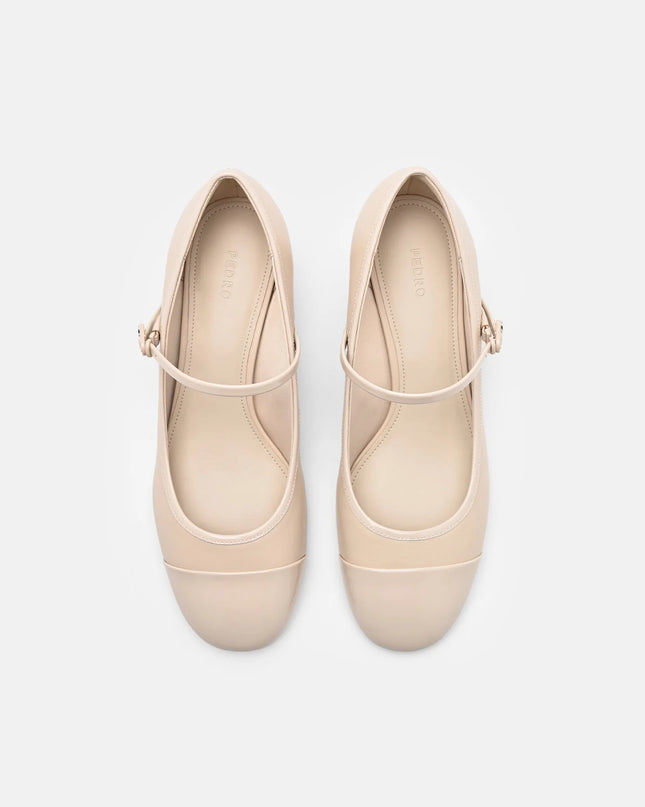 Claude Leather Mary Jane Pumps - Beige