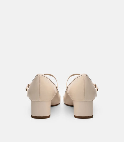 Claude Leather Mary Jane Pumps - Beige