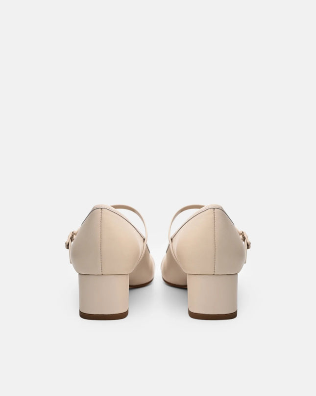Claude Leather Mary Jane Pumps - Beige