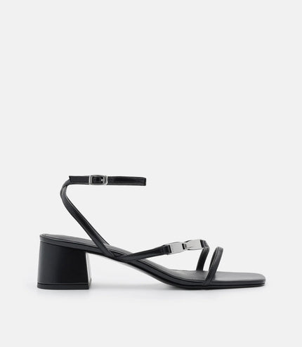 Hitch Ankle Strap Heel Sandals - Black