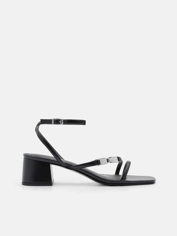Hitch Ankle Strap Heel Sandals - Black