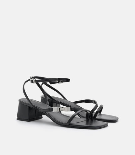 Hitch Ankle Strap Heel Sandals - Black