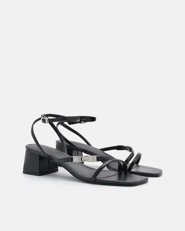 Hitch Ankle Strap Heel Sandals - Black