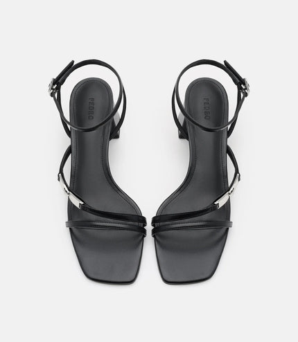 Hitch Ankle Strap Heel Sandals - Black