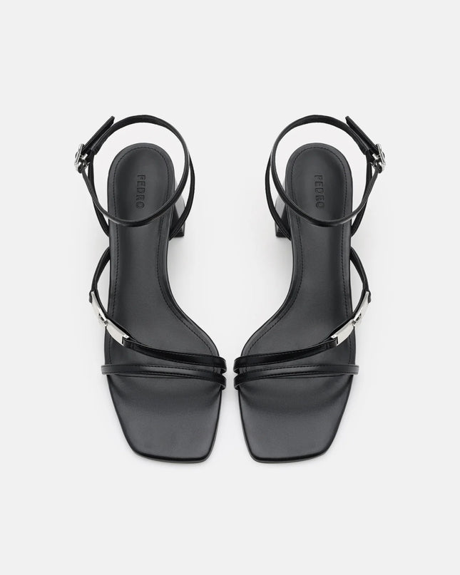 Hitch Ankle Strap Heel Sandals - Black