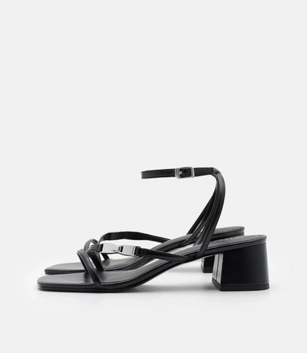 Hitch Ankle Strap Heel Sandals - Black