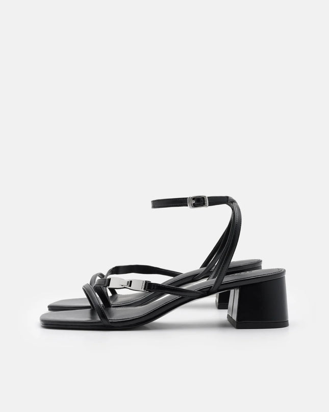 Hitch Ankle Strap Heel Sandals - Black