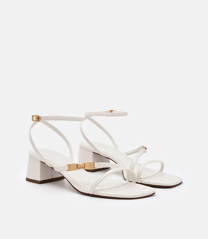 Hitch Ankle Strap Heel Sandals - Chalk