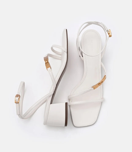 Hitch Ankle Strap Heel Sandals - Chalk