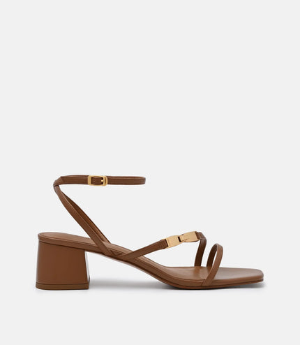 Hitch Ankle Strap Heel Sandals - Cognac