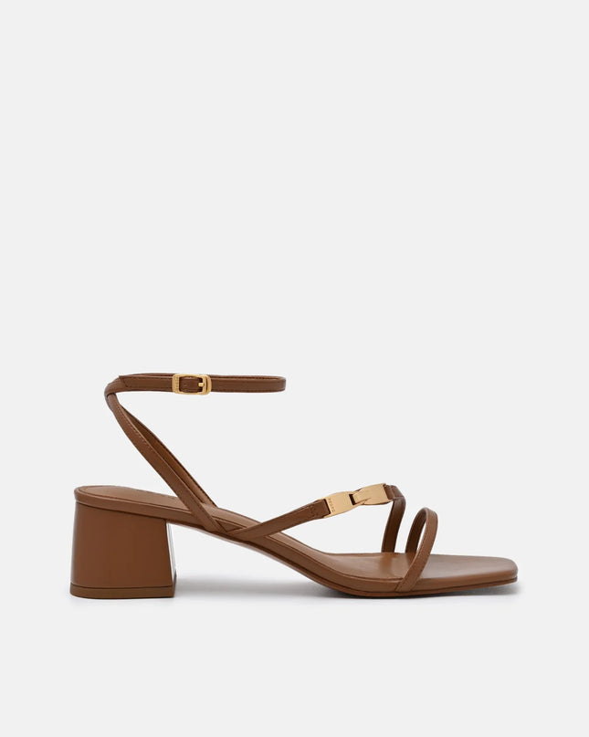 Hitch Ankle Strap Heel Sandals - Cognac