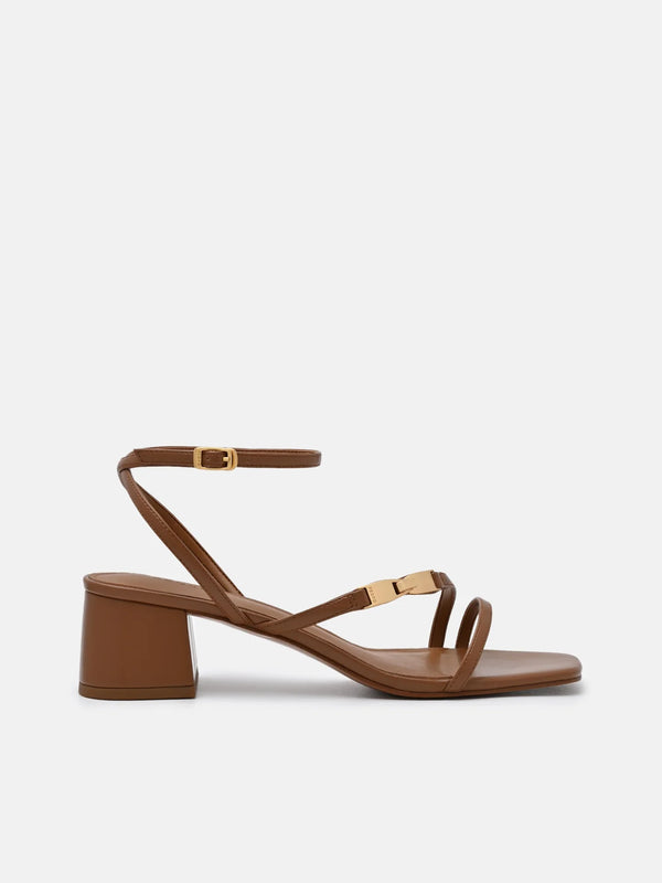 Hitch Ankle Strap Heel Sandals - Cognac