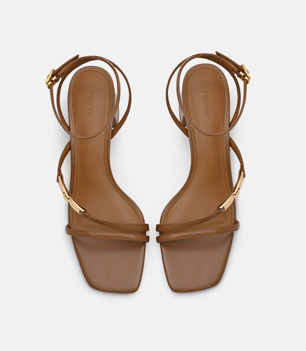 Hitch Ankle Strap Heel Sandals - Cognac