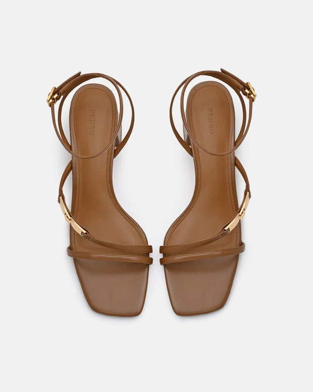 Hitch Ankle Strap Heel Sandals - Cognac