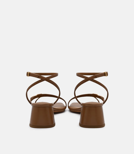Hitch Ankle Strap Heel Sandals - Cognac