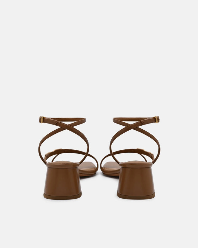 Hitch Ankle Strap Heel Sandals - Cognac