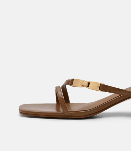 Hitch Ankle Strap Heel Sandals - Cognac