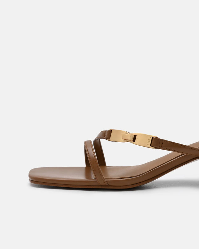Hitch Ankle Strap Heel Sandals - Cognac