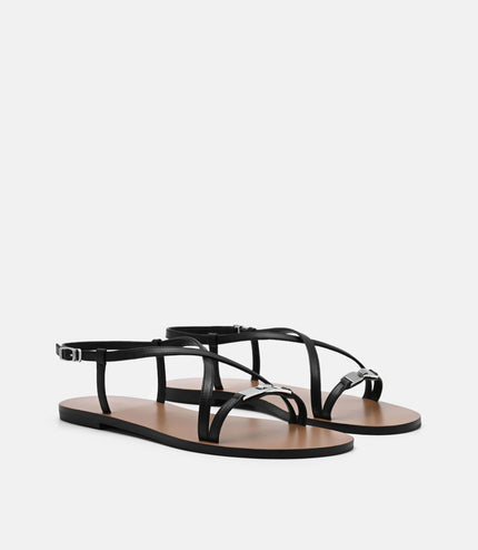 Hitch Ankle Strap Sandals - Black