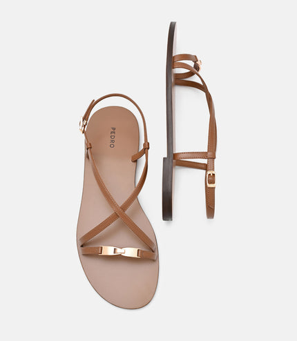 Hitch Ankle Strap Sandals - Cognac