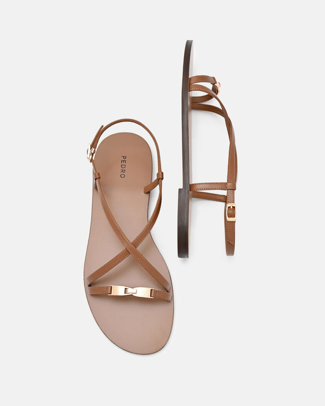 Hitch Ankle Strap Sandals - Cognac