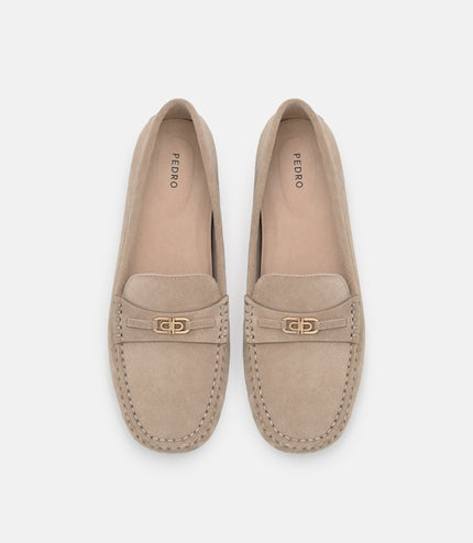 Leather Icon Driving Shoes - Taupe