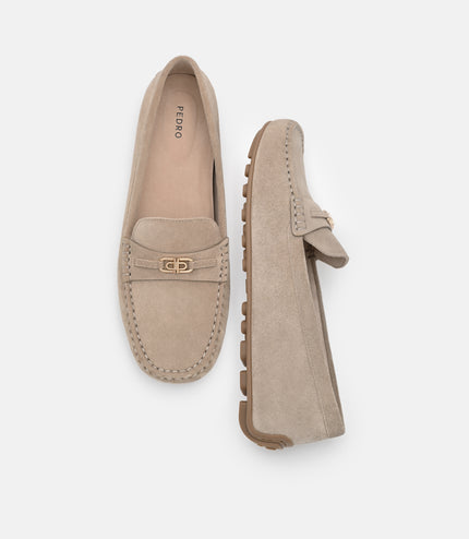 Leather Icon Driving Shoes - Taupe