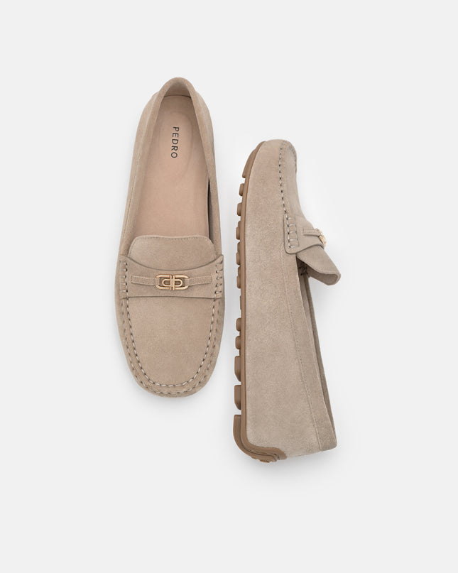 Leather Icon Driving Shoes - Taupe