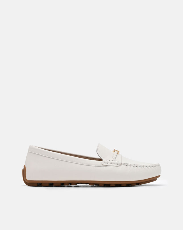 Leather Icon Driving Shoes - Chalk