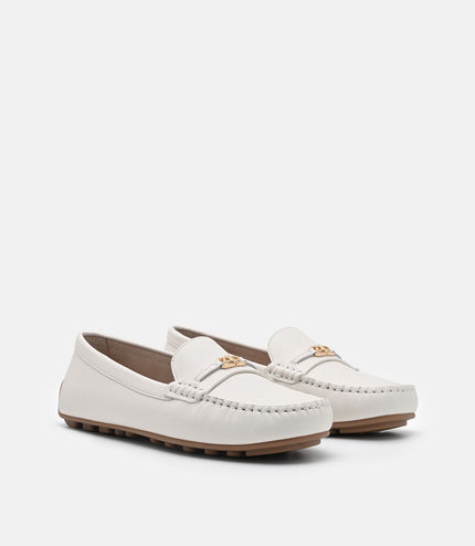 Leather Icon Driving Shoes - Chalk