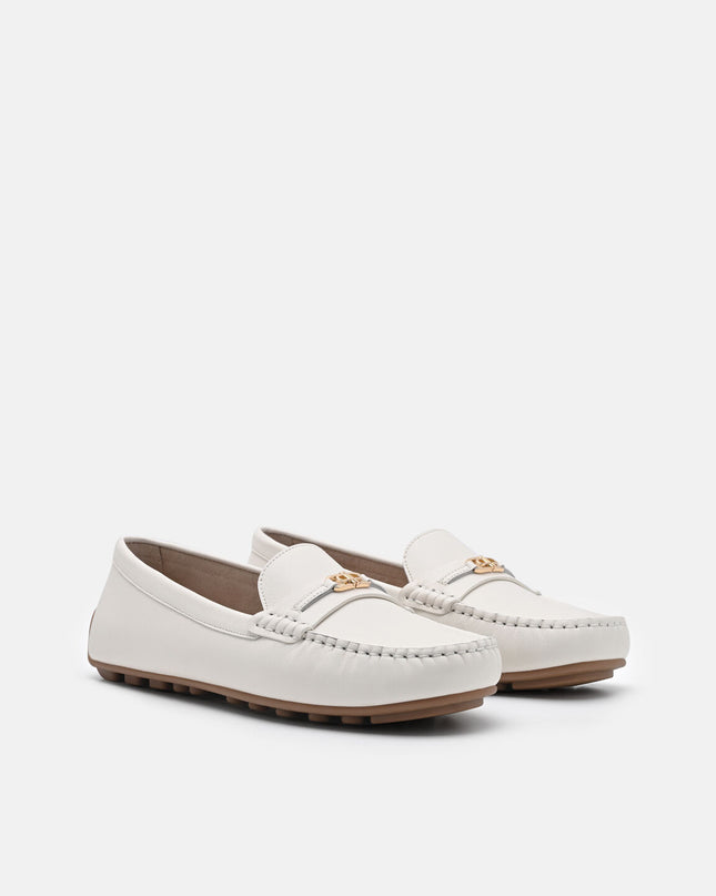 Leather Icon Driving Shoes - Chalk