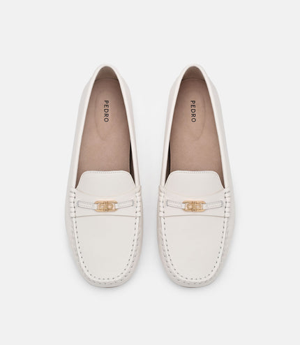 Leather Icon Driving Shoes - Chalk