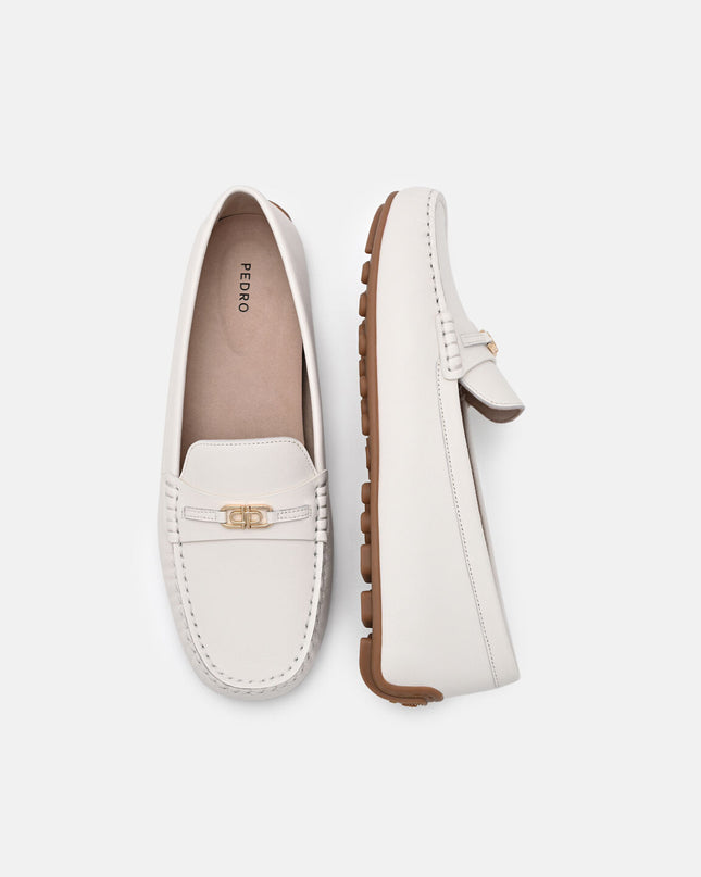 Leather Icon Driving Shoes - Chalk
