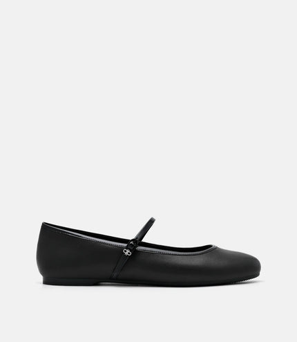 Claude Leather Mary Jane Flats - Black