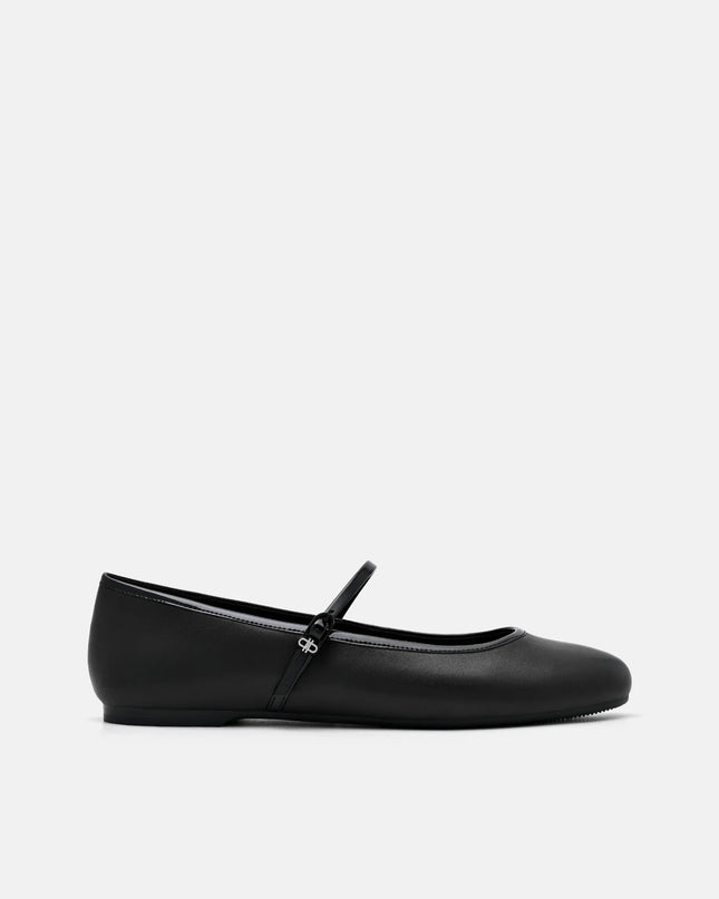 Claude Leather Mary Jane Flats - Black