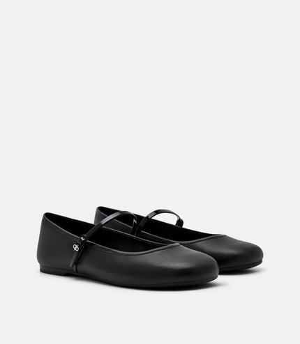 Claude Leather Mary Jane Flats - Black